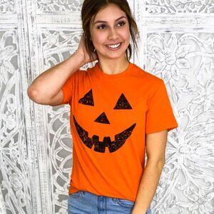 100% Cotton , Halloween Jack O Lantern Pumpkin Tee